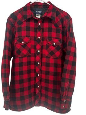 NWT Wrangler Men's Long Sleeve Quilted Lined Flannel Shirt Jacket - Size M